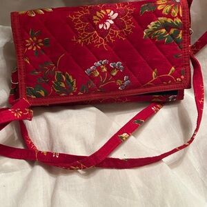 Floral Red Quilted Crossbody Bag